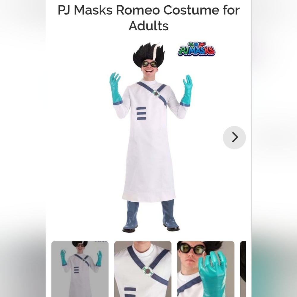 PJ MASKS Adult Romeo Costume and Wig, size Large! Like brand new!!